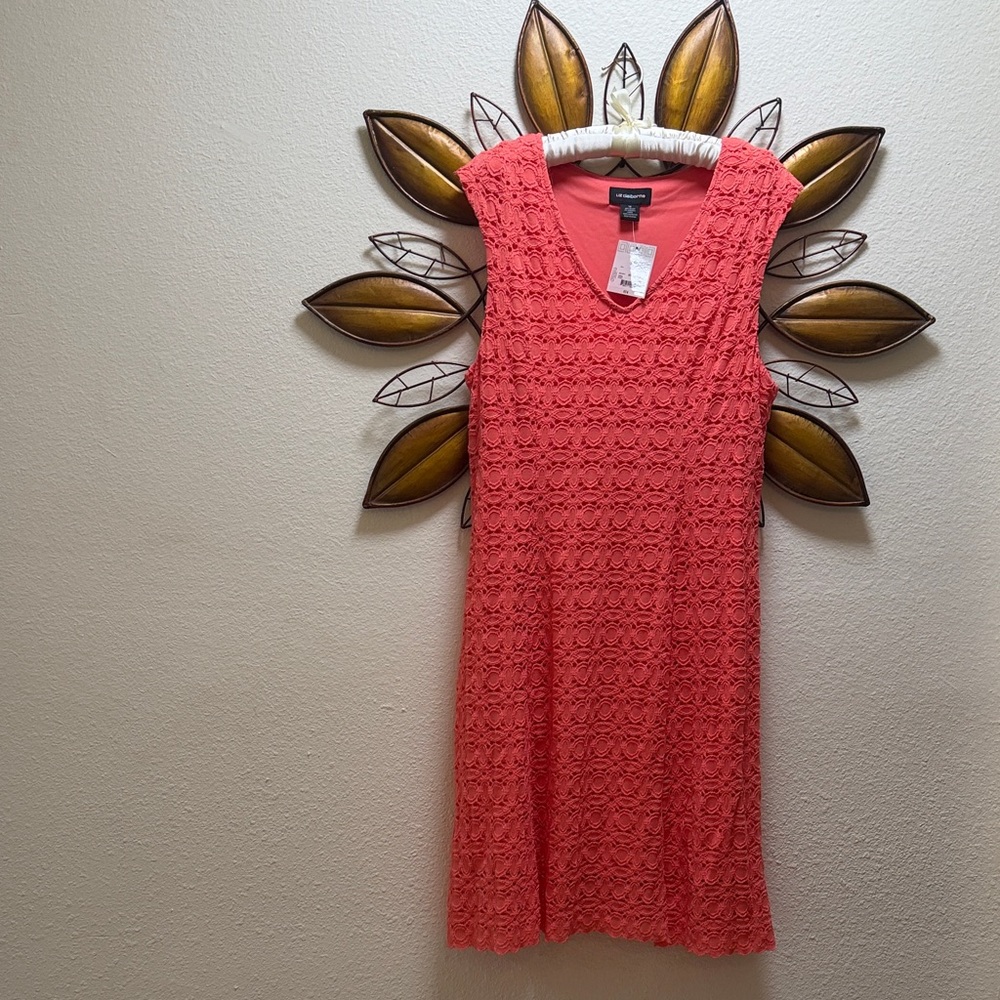 Liz Claiborne Coral Crochet Sleeveless Dress